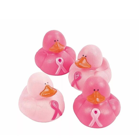 Pink Ribbon Awareness Rubber Duckies ~ Set of 12 ~ Breast Cancer Awareness Ducks - Picture 1 of 2